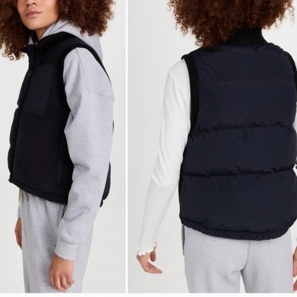 Sweaty Betty Black Navy Puffer Venture Fleece Padded Vest Size 12​